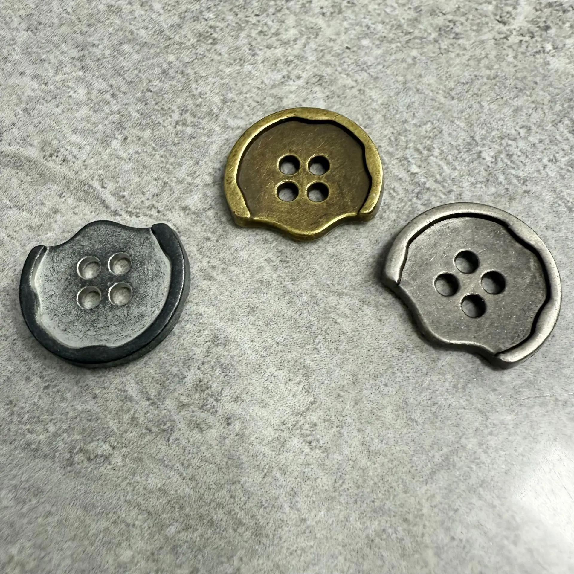 Vintage Irregular Jagged 4-Hole Metal Buttons for Denim Shirts, Jackets, Suits & Coats 10pcs/lot