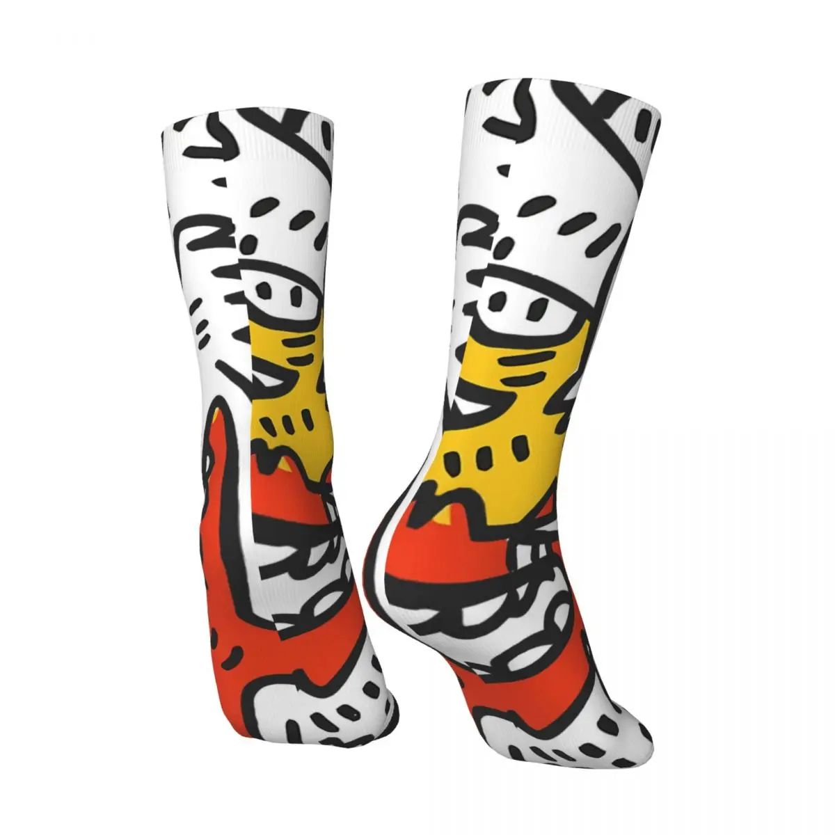 Chaussettes unisexes pour hommes, Vintage, noir, blanc, jaune, Orange, Graffiti, Art de rue