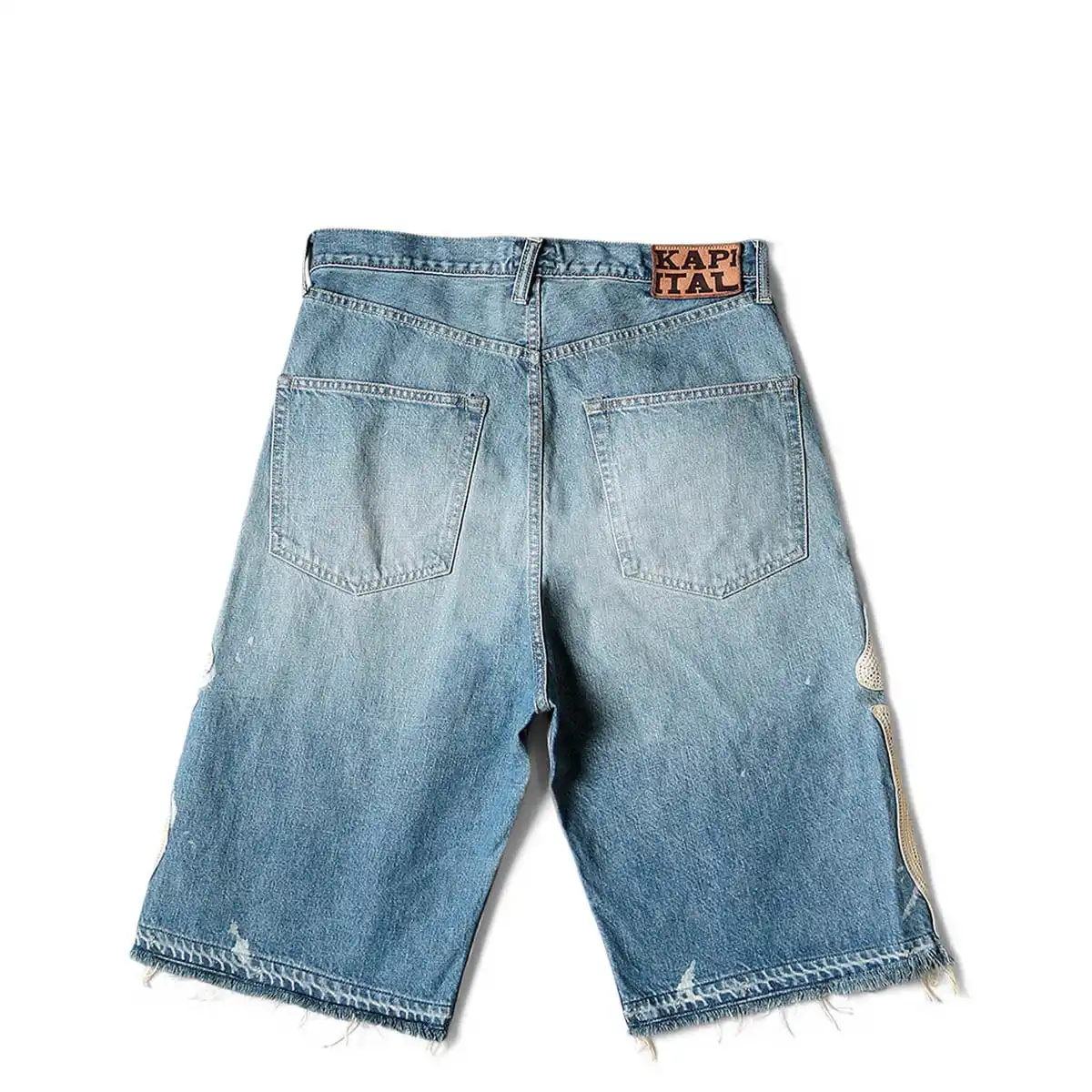 Y2K Harajuku Bone Embroidered Loose Denim Shorts Loose Pants Bone Washed Old Raw Edge Denim Shorts Men and Women Casual