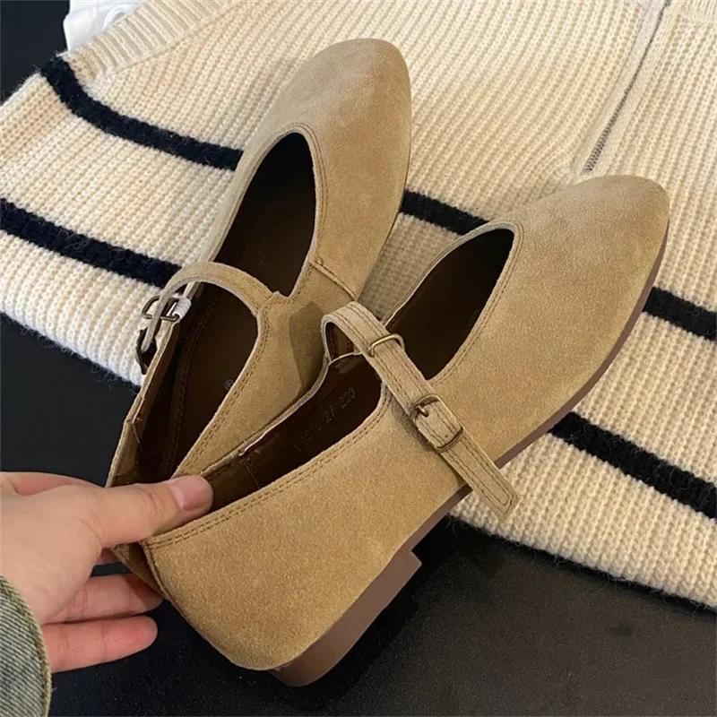 

Aneikeh Sexy Band Buckle Loafers Casual Concise Ballet Flats Women Square Toe Outdoor Solid Color Low Single Mules Slide Zapatos