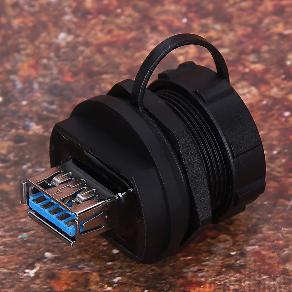 Wired Waterproof Connector Waterproof USB Connector Copper Contact PA66 Insulator USB3.0 Double Female + Dustproof Cover - view 4