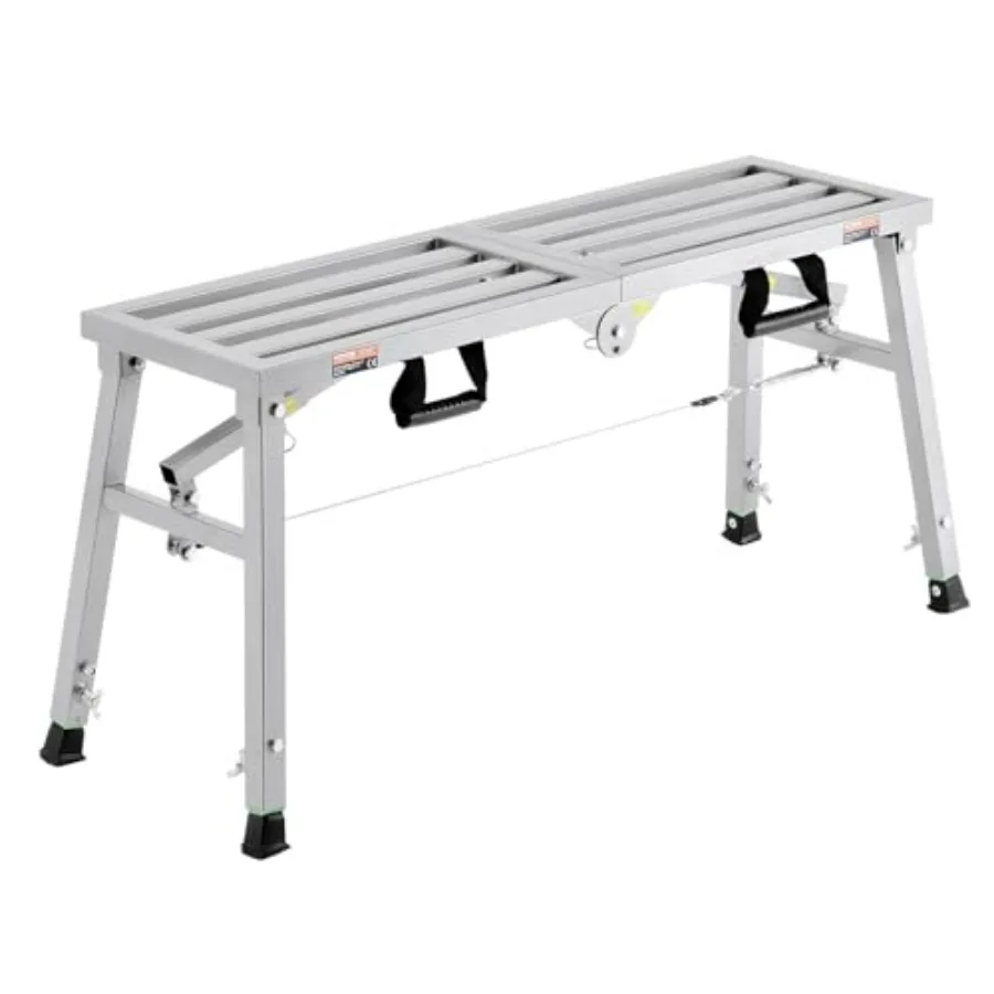 

Work Platform 39"x 12" Portable Scaffolding Platform Folding Steel Step Ladder Adjustable Height 19.7"-29.1" 400 lbs Load Capac