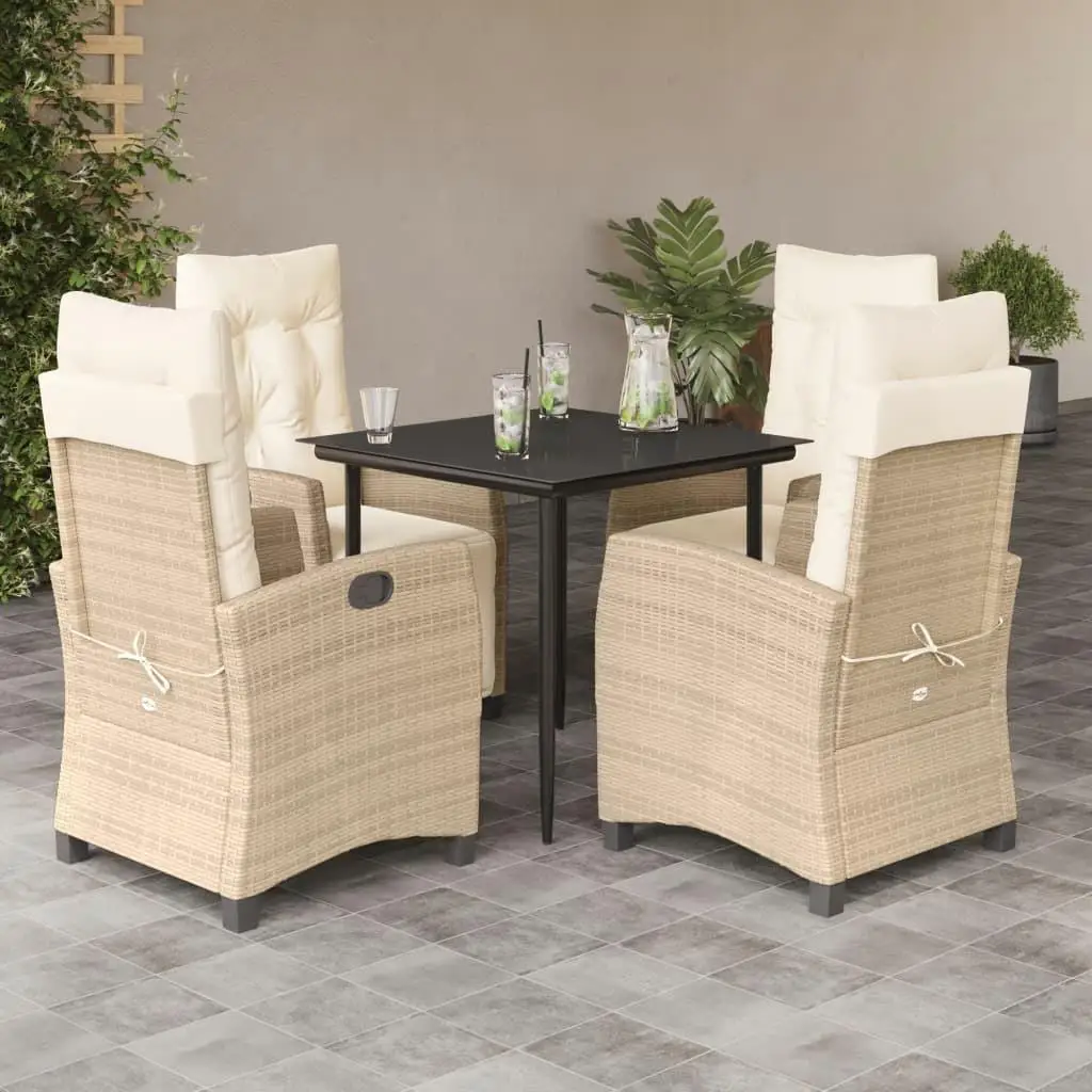 

Beige and Black Garden Dining Set Outdoor Furniture Weather Resistant Stylish Design