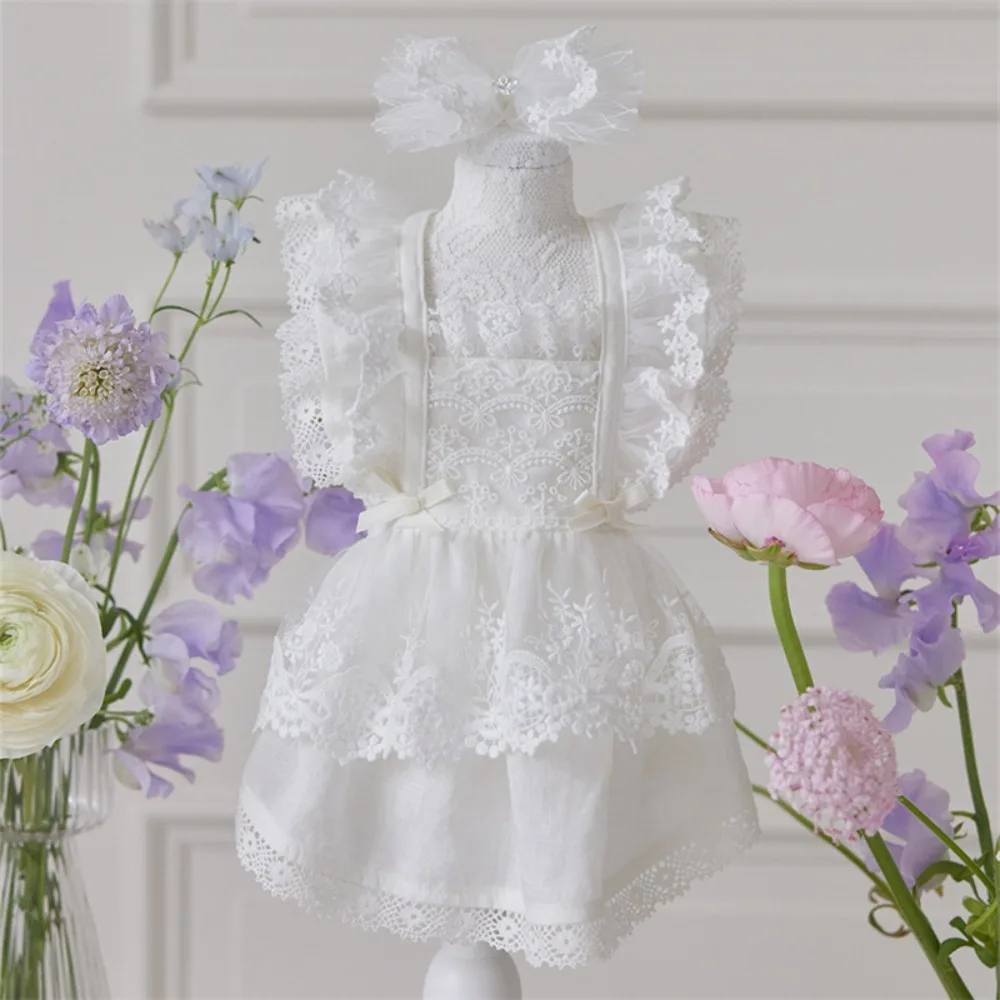 

Fashion Lace Pet Princess Dress Breathable Thin Design Cat Flying Sleeve Skirt Soft Pet Summer Clothes Summer