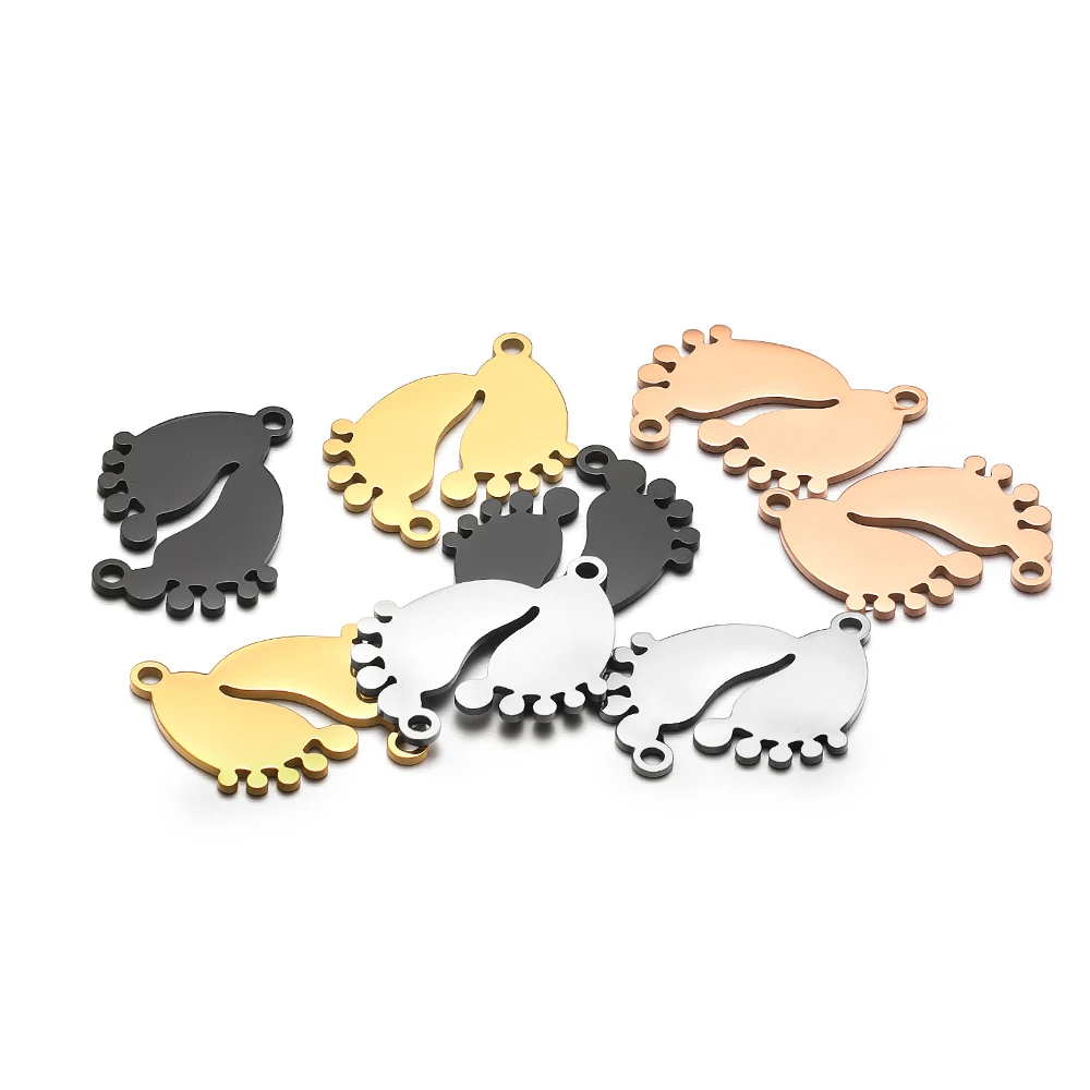 5 шт., нержавеющая сталь, золото, милые детские ножки, подвески, разъемы для браслета, ожерелье, кулон для ювелирных изделий «сделай сам», серьги, фурнитура