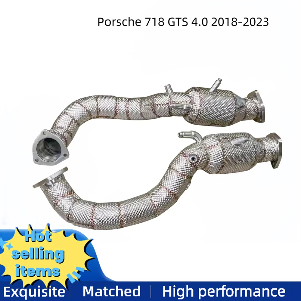 

High performance exhaust downpipe with heat shield for Porsche 718 GTS 4.0 2019-2023 exhaust system with/without catalysis