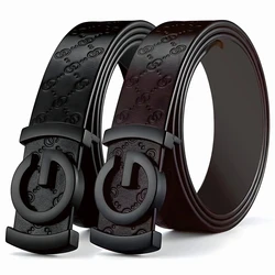 2024 High Quality Width 3.4cm Real Leather Belt Men Business Luxury Men's Belt for Men Fashionable Belt Male for jeans