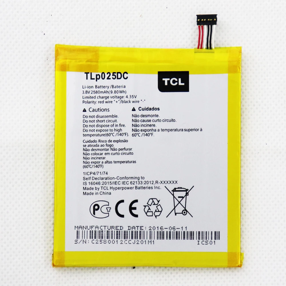 2pcs 5pcs 10pcs 2580mAh TLp025DC Battery For Alcatel Pixi 4 6.0 OT 9001A 9001X 9001D 8050D OT-8050 Mobile Phone Batteries