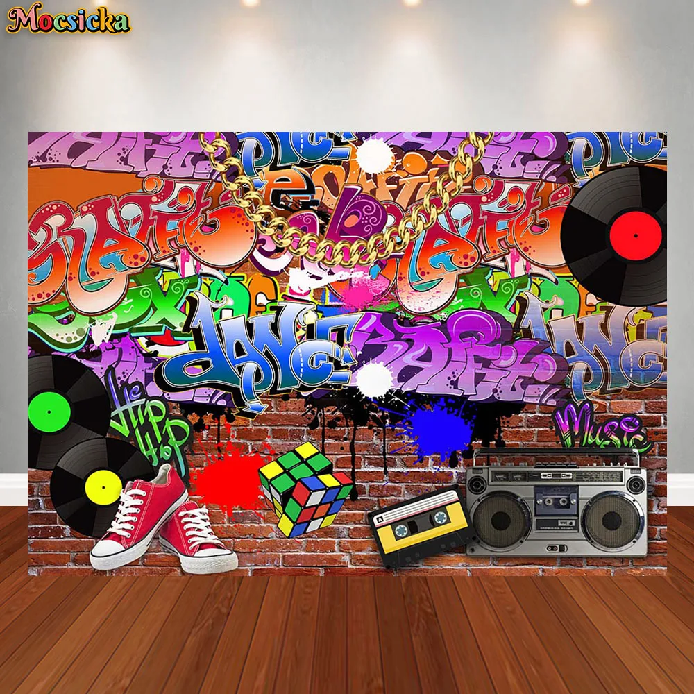 Back To 80's 90's Disco Backdrop Hip Hop Theme Retro Style Dance Music Adult Birthday Party Photographic Background Decor Banner