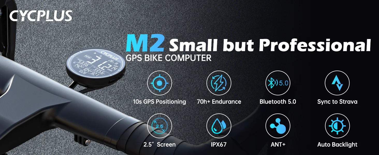 CYCPLUS M2 Drahtloser GPS-Fahrradcomputer ANT+ Bluetooth Radfahren Rennrad MTB Wasserdichter Geschwindigkeitsmesser Cadence Power Zubehör – Detail 1