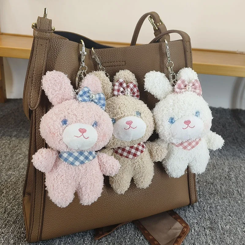 40pcs/lot Wholesale Creative Cartoon Cute Girl Pink Bear Rabbit Plush Doll Keychain Gift School,Deposit First to Get Discount mu