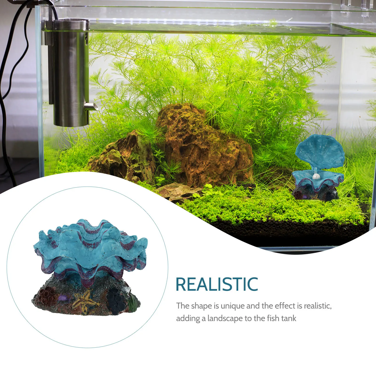

Ecofriendly Resin Aquarium Shell Bubbler Oxygenated Fish Tank Ornament Safe for Fish and Shrimp Aquarium Air Stone