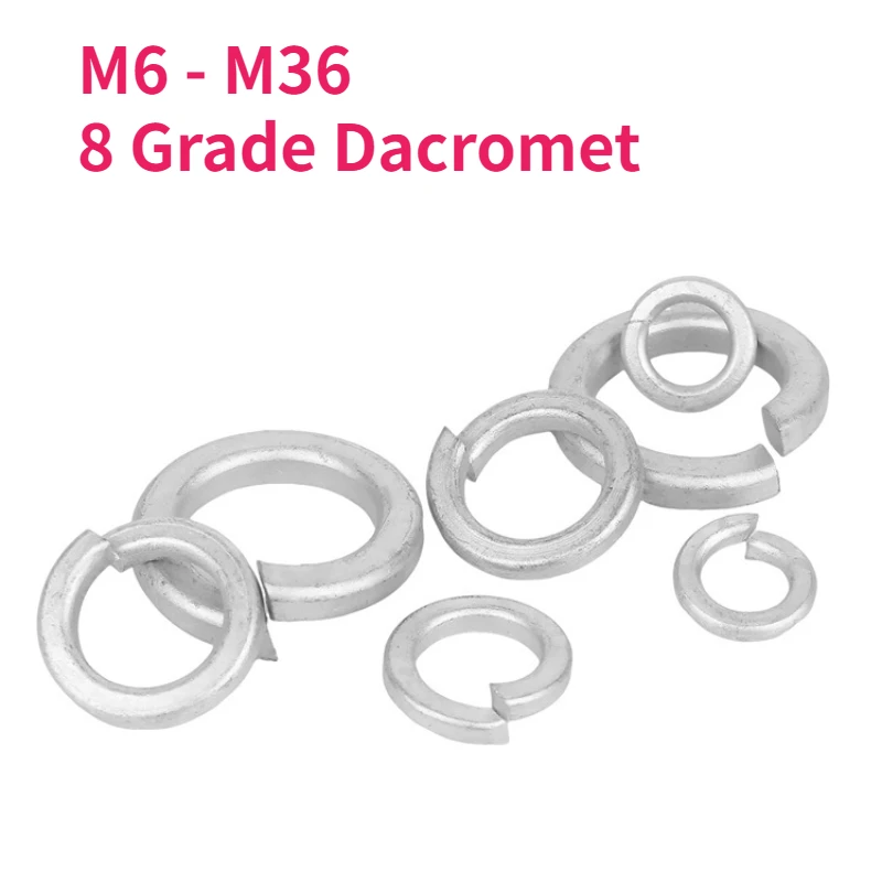 M6 M8 M10 M12 M14 M16 M18 M20 M22 M24 M27 M30 M36 8 Grade Carbon Steel Dacromet GB93 Spring Split Lock Washer Elastic Gasket