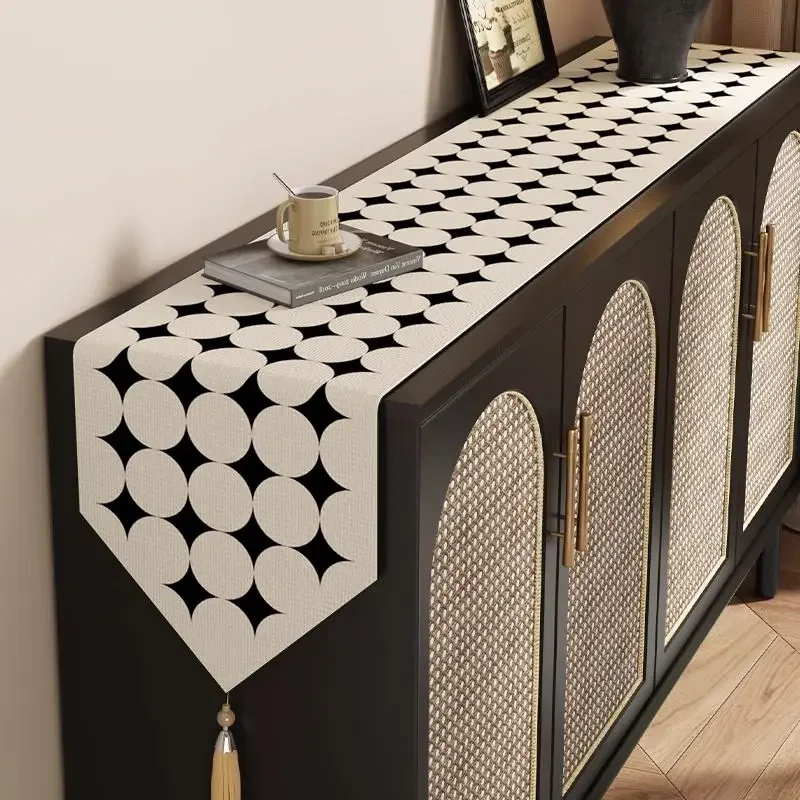 

Light Luxury High-end Table Flag Dining Side Cabinet Bucket Cabinet Long Decorative Flag Cloth Dining Table Coffee Table Counter