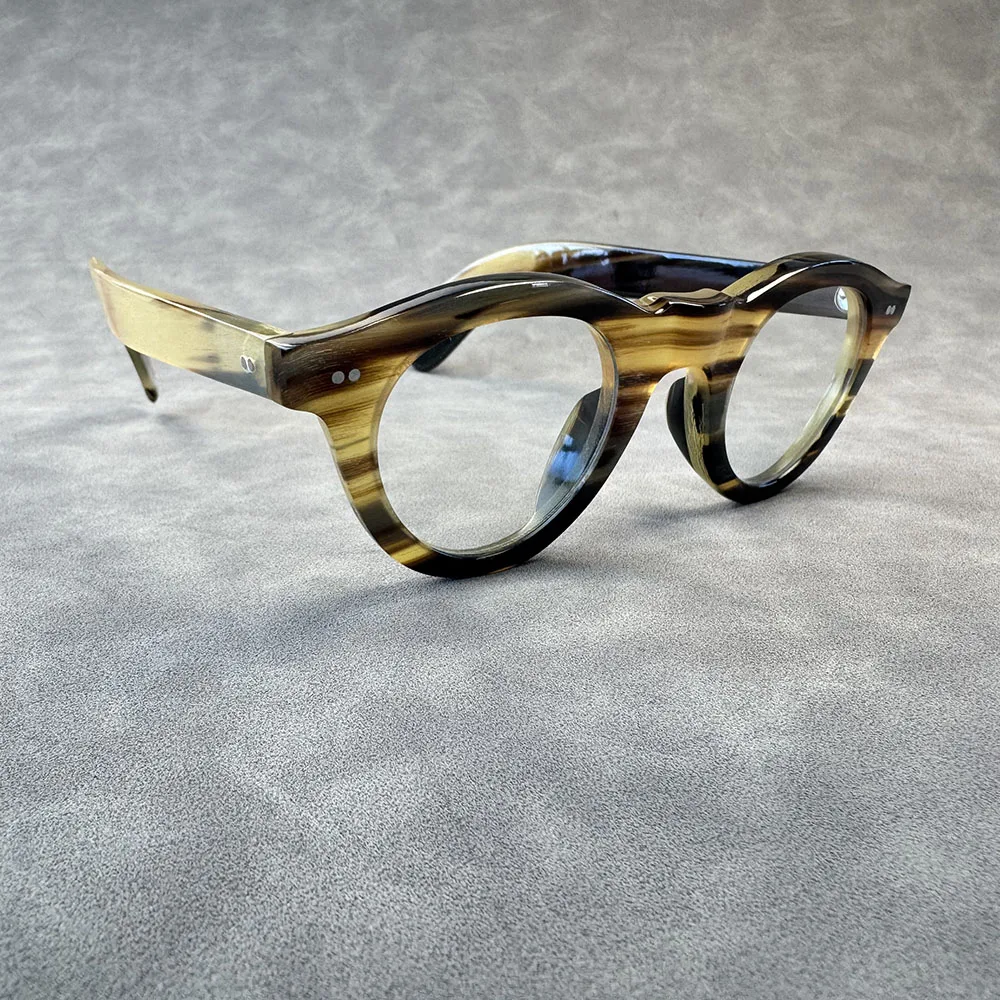 Eyeglass Frames Unique Vintage Cat Eye Graduated Lenses Handmade Natural Horn Man Prescription Glasses Frames Myopia Eyeglasses