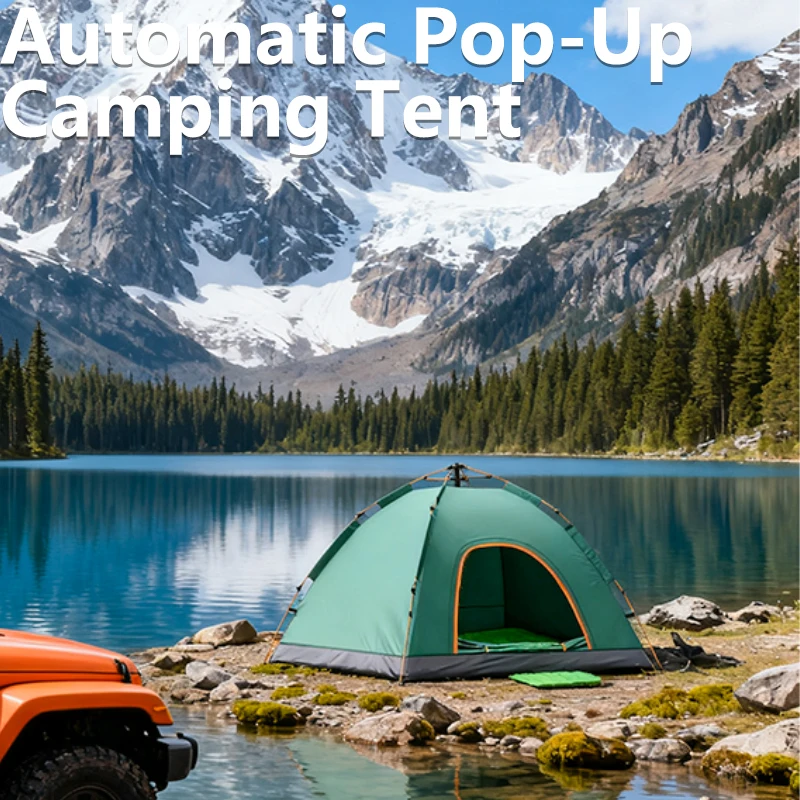 1 tienda de campaña verde para exteriores, portátil, plegable, durante la noche, totalmente automática, gruesa, para playa, interior, apertura rápida