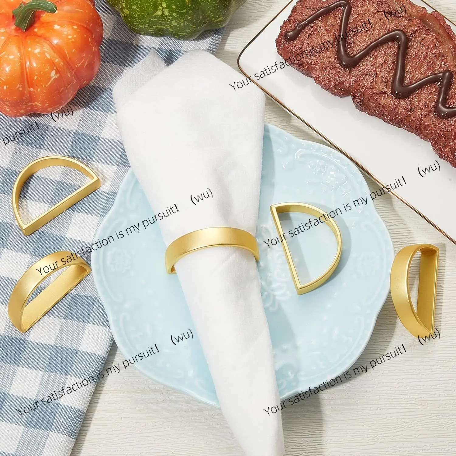 10PCS Creative Modern Simple Gold D Napkin Buckle for Table Setting Party Holiday Wedding