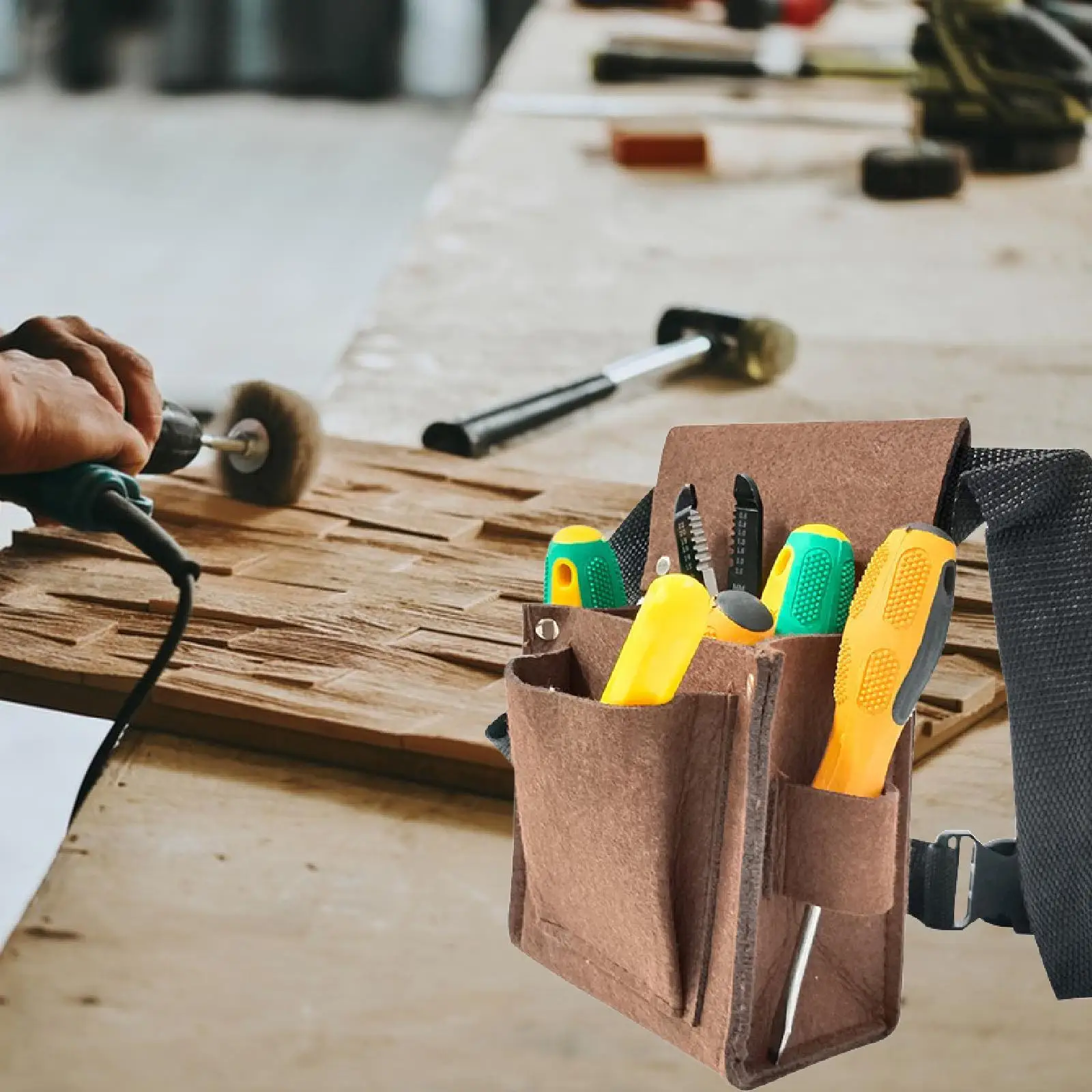 

Поясная сумка для инструментов, простая для переноски, многофункциональная, износостойкая, портативная, универсальная сумка для плотника, строительства, сантехника, мастера