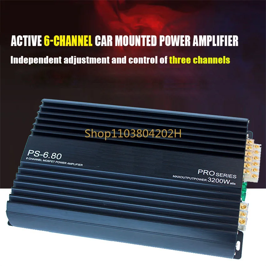 

Car Audio Modified Amplifier Audio 6-channel Power 120W Amplifier use with Subwoofer Midrange ,3rd Frequency 6 input 6