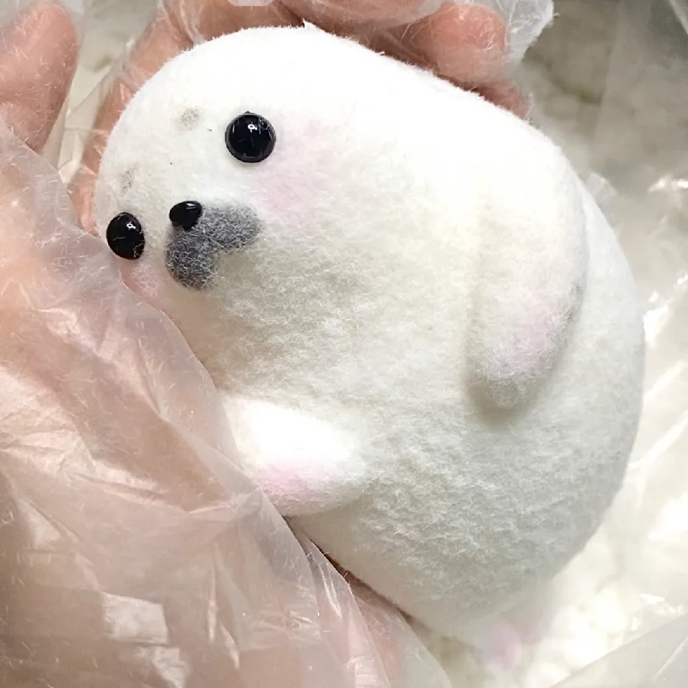 

Fun Kawaii Handmade Silicone Soft Seal Flocked Plush Chick Cute Girl Birthday Kids Gift Pinching Fidget Fingertip Squishy Toy