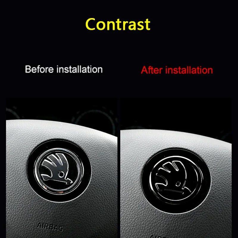 46mm ABS Car Steering Wheel Emblem for Skoda Logo Superb Octavia Rapid Kodiaq Kamiq Karoq Rapid Fabia Auto Interior Accessories