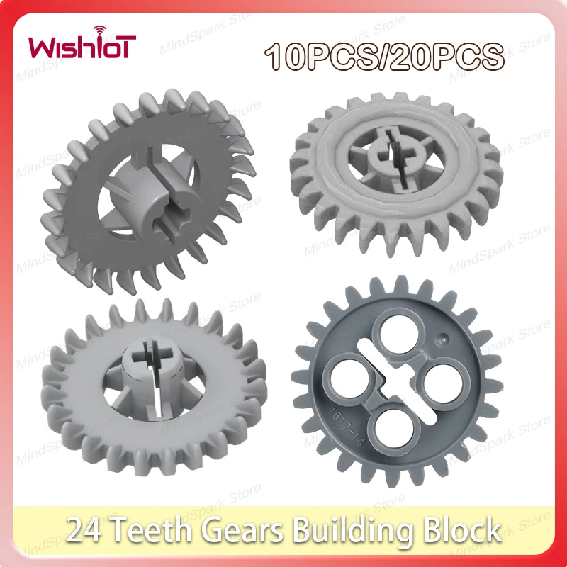 10PCS/20PCS 24 Teeth Gears Building Blocks MOC Technical Parts Compatible Bricks DIY Children Puzzle Toys