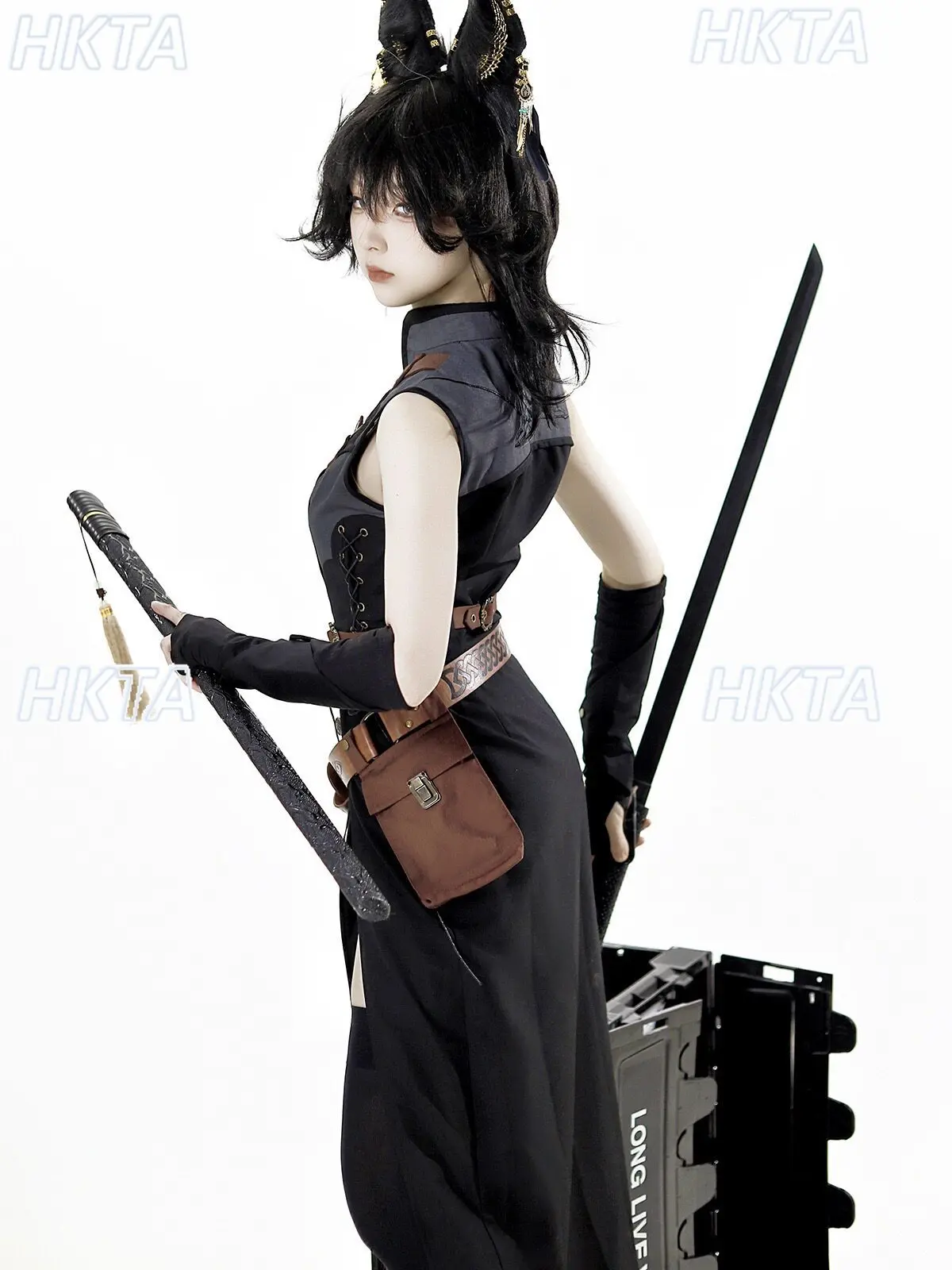Punk Dark Goth Subculture Y2k Belt Hot Girl Sleeveless Dress Cape Black Shorts Autumn Sweet Cool Personality Cosplay Suits Women