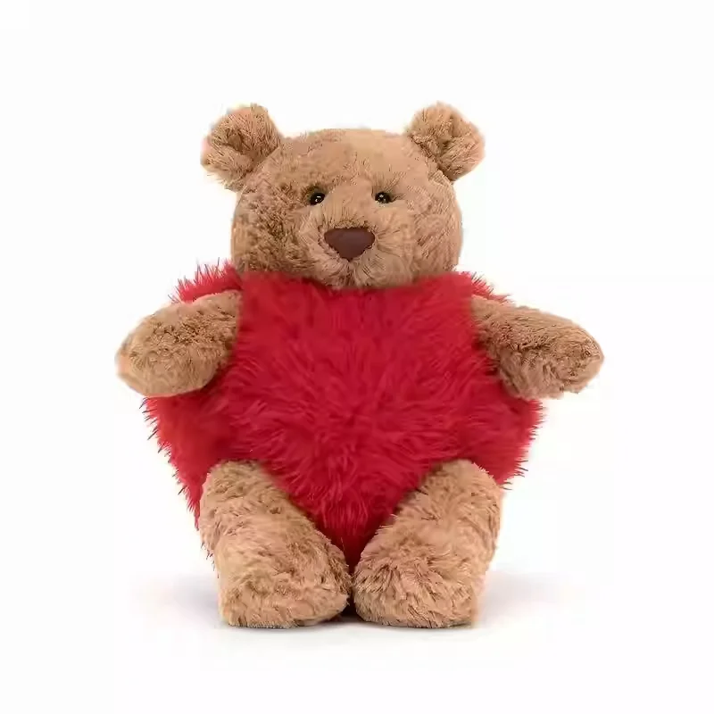 

Плюшевая игрушка-медведь Jellycat Bashful Brown Bear из Великобритании в праздничном наряде, подарок на День святого Валентина, день рождения, Новый год