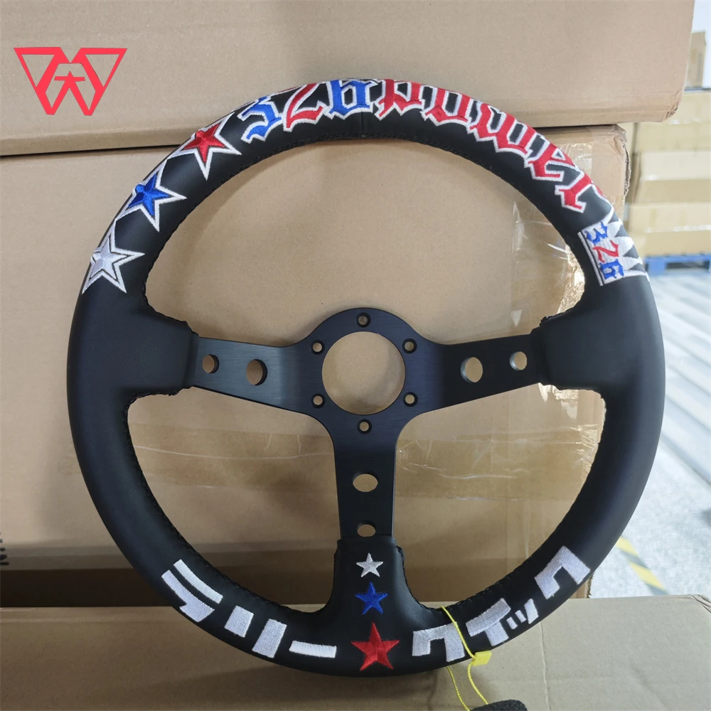 

JDM Style 330mm Steering Wheel Custom 13 Inch Embroidery Leather Steering Wheel Deep Dish Drifting Sports Steering Wheel Version