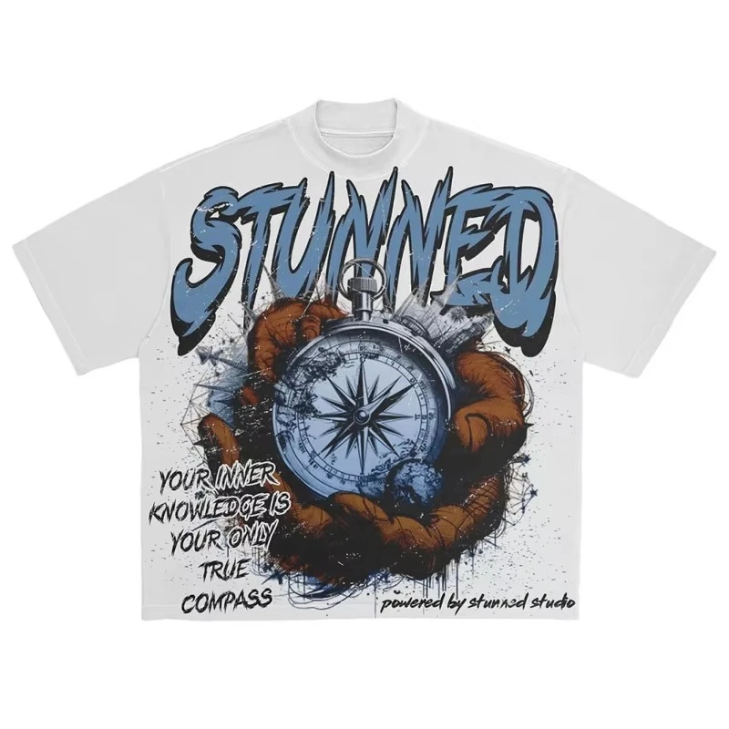 

American Hip Hop High Y2K Street Style Printed Men's Casual Sports T-Shirt Summer New Men's and Women's Street Clothing