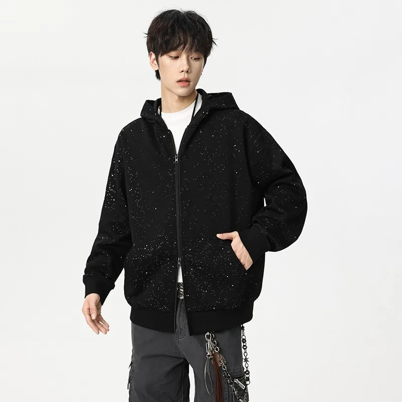 

Модная толстовка с капюшоном, блестящая крапчатая повседневная уличная минималистичная спортивная одежда, шикарная повседневная осенняя верхняя одежда с длинными рукавами в стиле ретро