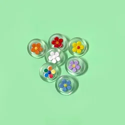 10pcs Beautiful Flower Buttons 18mm Round Transparent Plastic Shank Buttons DIY Apparel Sewing Accessories