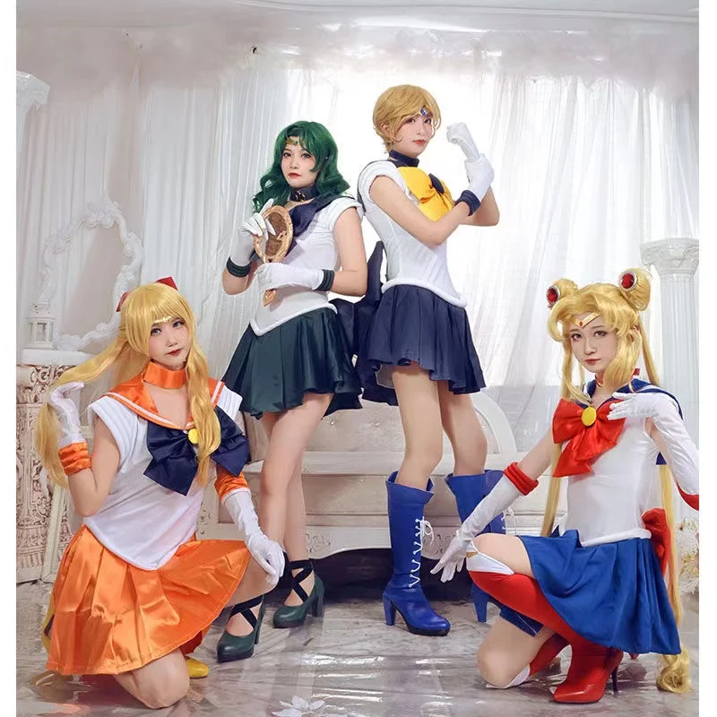 Anime Marinheiro Cosplay Trajes para Mulheres, Vestido Figura Lua, Fato Halloween, Roupas Loli, Uniforme de Festa, Peruca