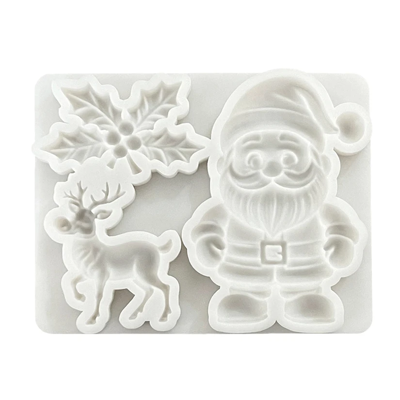 Reindeer Santa Claus Holly Leaf Christmas Silicone Sugarcraft Mold Cupcake Baking Mould Fondant Cake Decorating Tools