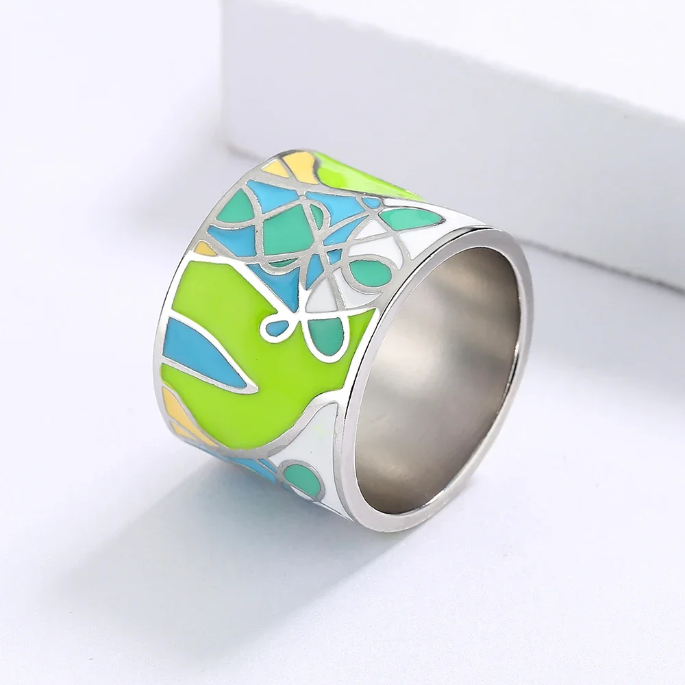 2024 Nieuwe Ring voor vrouwen Groene Epoxy Bladvorm Ring Handgemaakte Emaille Sieraden Bruiloft Bruids Sieraden Verlovingsring