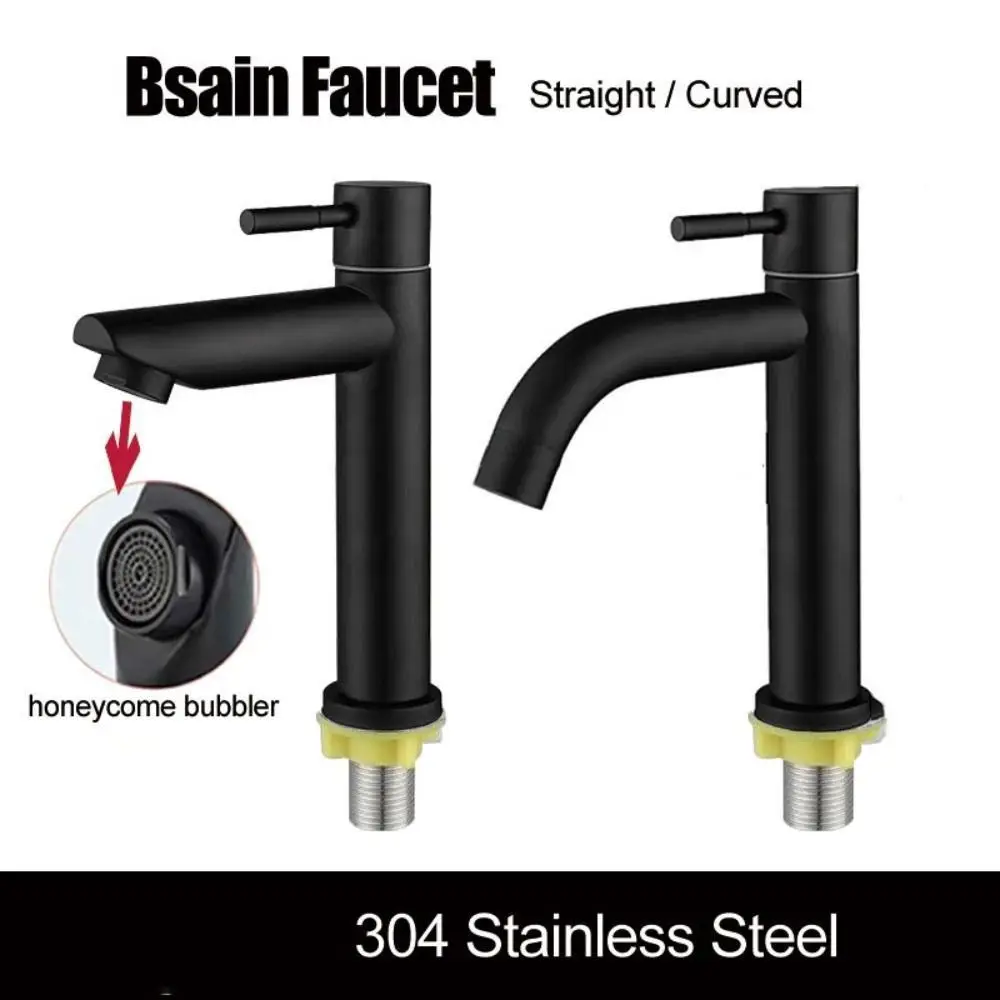 

Sink Tap Bathroom Basin Faucet Deck Mounted Single Handle Stainless Steel Water Tap Brushed Anti-Leakage Bathroom Faucet Toilet