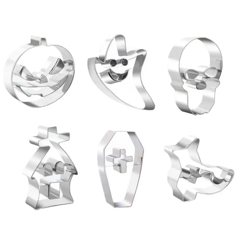 6PCS Halloween Cookie Cutter Stainless Steel Cartoon Cookie Mold Bat Shaped Mold Baking Mold Kitchen Baking Tools