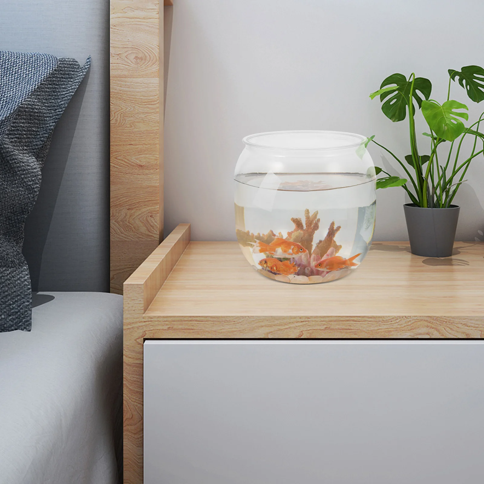 

Transparent Desktop Fish Bowl Shatterproof Small Aquarium Plastic Goldfish Bowl Home Decor Easy Clean Plastic