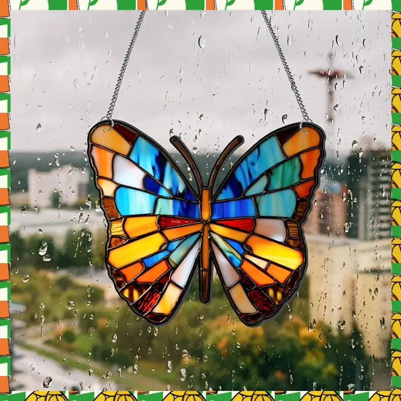 Professional Tool Acrylic Window Hanging Spanish Moon Pendant Stained Butterfly Wall Decor For Butterfly Lovers Housewarming Gif