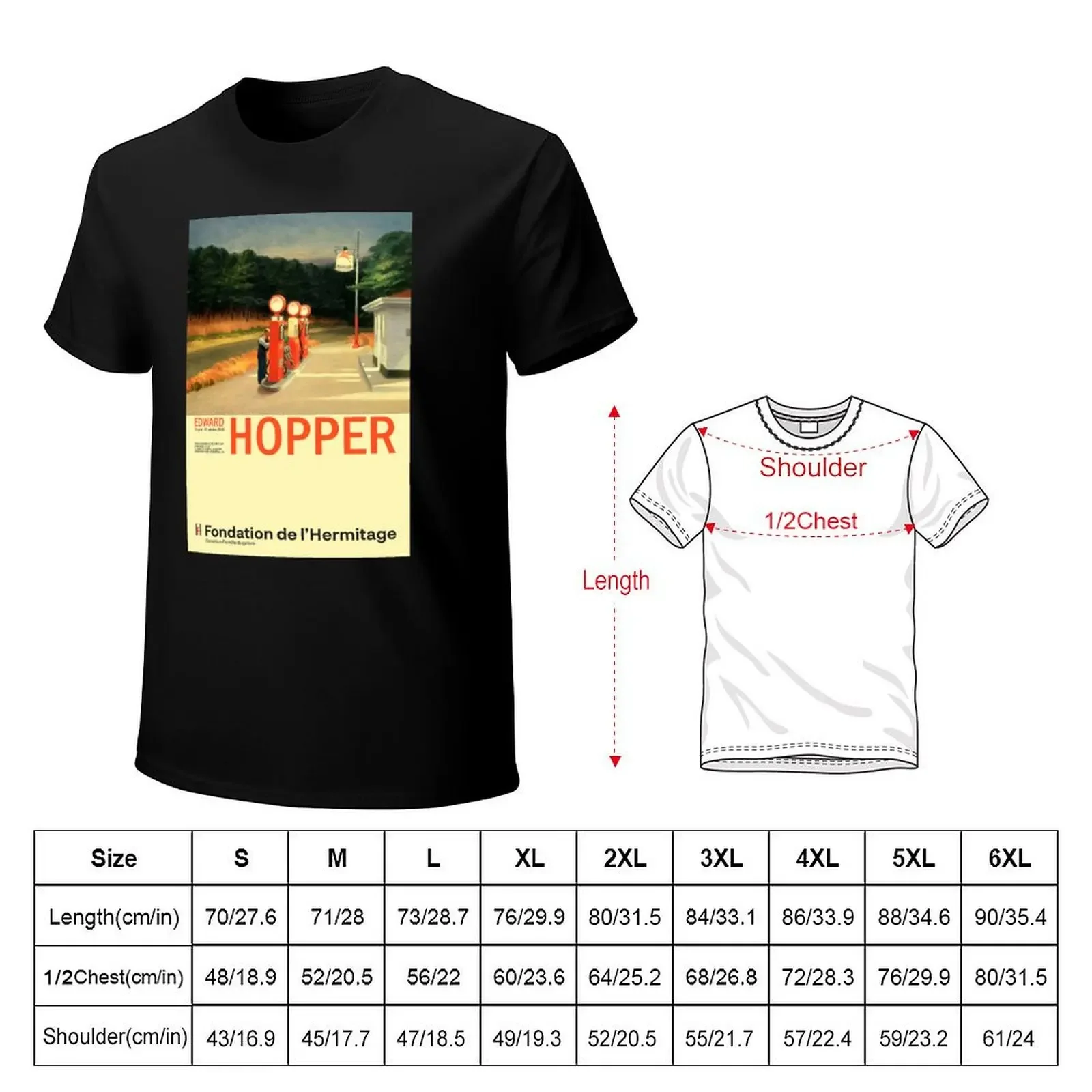 Edward Hopper - Gas - Minimalist Exhibition Art Poster T-Shirt shirts graphic tee summer clothes plus sizes mens tall t shirts