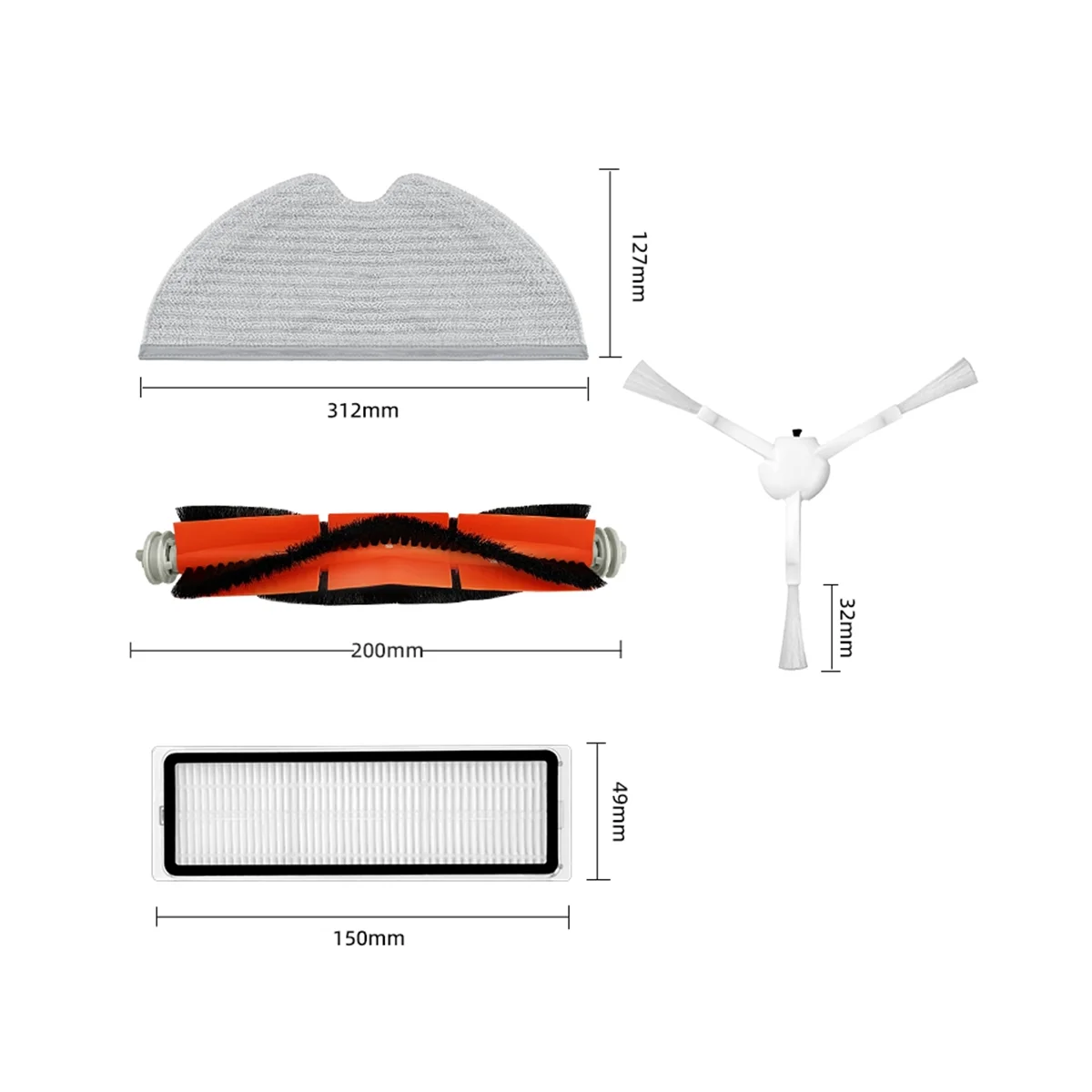 XMSTJQR2C-Brosse latérale principale, filtre Hepa, couvercle de chiffon, aspirateur Mi Robot, vadrouille, vadrouille, vadrouille 2, vadrouille 2 Pro +, vadrouille 2 Pro +, vadrouille 2 Pro +, vadrouille, vadrouille 2C 1T