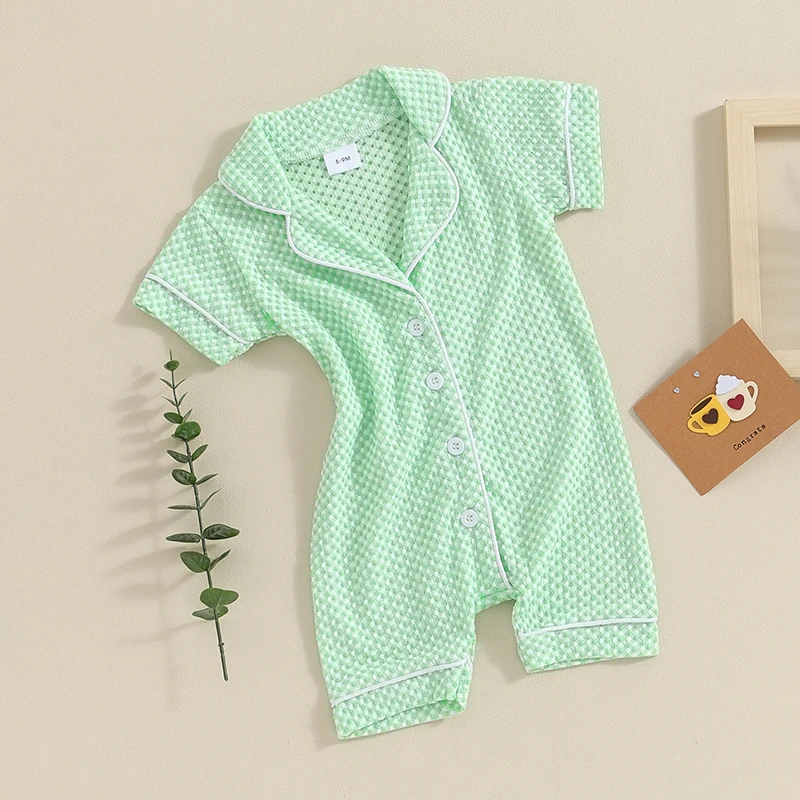 

Unisex Baby Boy Girl Romper Jumpsuit Pajamas Short Sleeve Button Down Shorts Pjs Summer Sleepwear