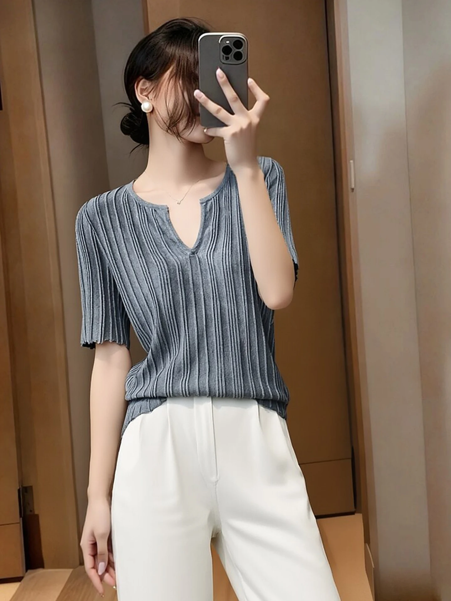 

Женская весенняя повседневная футболка Ele mat Color Base, универсальная, качественная, маленькая, в корейском стиле, прямого кроя.