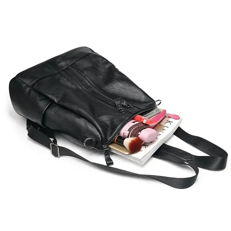 4PCS Large-capacity Shoulder Bag Leisure Fashion Soft Leather Bag Students Schoolbag Books Mobile Phone Cosmetics Storage Bag