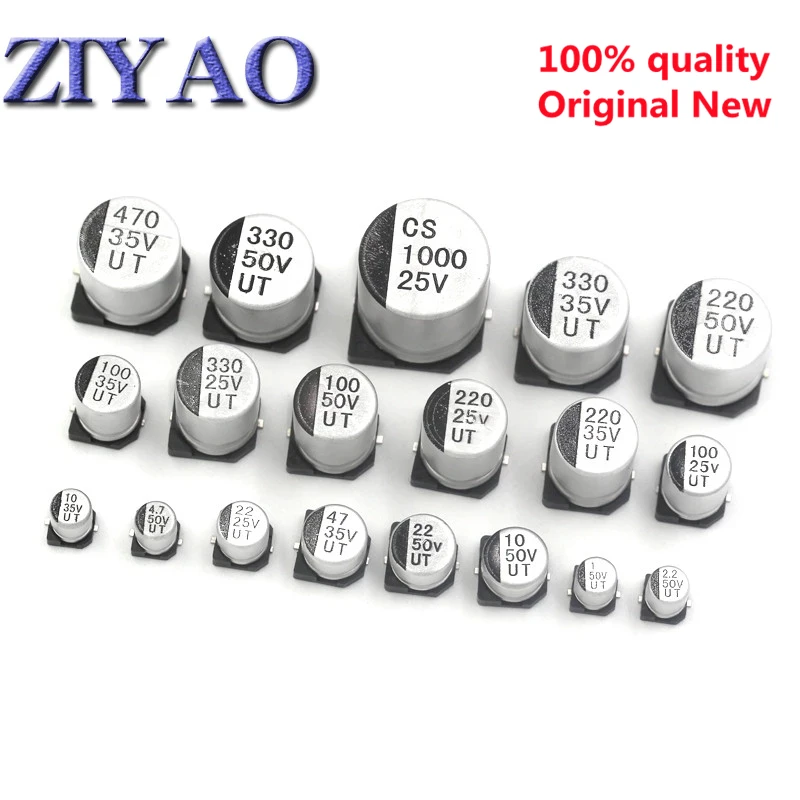 20pcs SMD Electrolytic capacitor aluminum 6.3V 10V 16V 25V 35V 50V 1UF 2.2UF 4.7UF 10UF 47UF 100UF 220UF 330UF 470UF 680UF