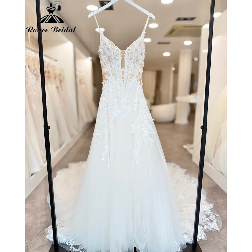 Boho Applique Elegant Sweetheart A Line Wedding Dresses 2027 Flowers Lace Beach Bridal Gown Customized vestido de novia