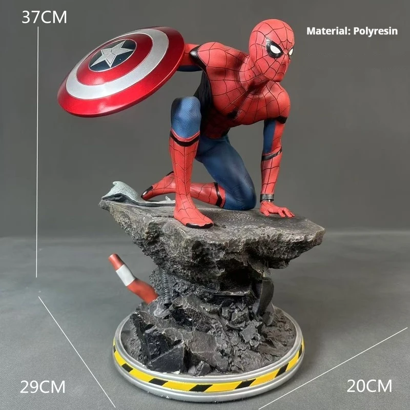 

Spider Man Action Figure Iron Man Mk6 Captain America Shield Figure Statue Gk Resin Creative Collectible Birthday Gift For Fans