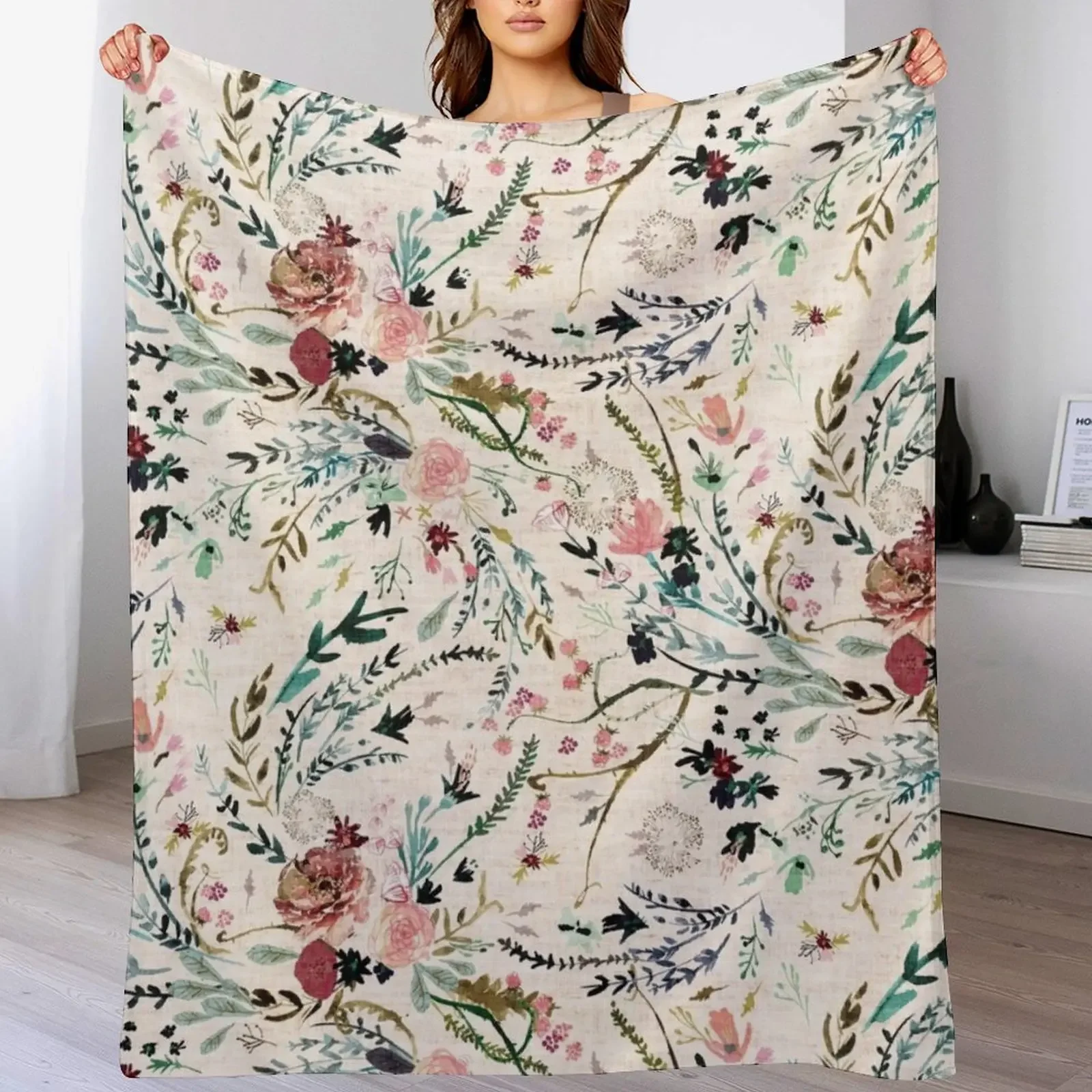 

Fable Floral Throw Blanket Elegant Warm Throw Blanket for Hotel Home