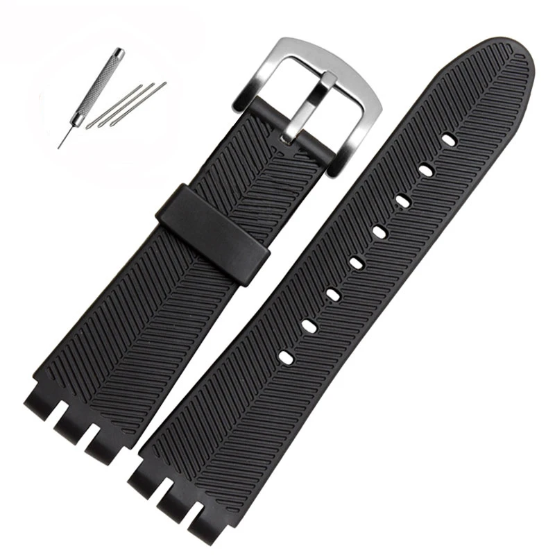 

23mm Silicone Rubber Strap for Swatch Watch YOS440 449 401G 447 448 IRONY Sports Waterproof Wristband Tools Bracelet Black Blue