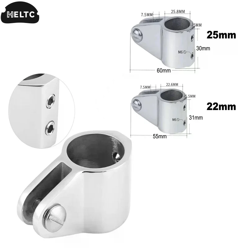Marine Hardware Fitting Silver Stainless Steel 316 Double Screw 22mm 25mm Bimini Top Fitting Marine Slide Jaw Sleeve Pipe Eye
